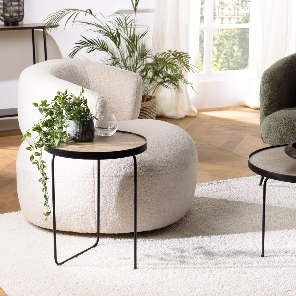 JULIA Round Side Table 40x40cm Mocha Asymmetrical Metal Legs JULIA Round Side Table 40x40cm Mocha Asymmetrical Metal Legs