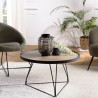 Table basse ronde JULIA 70x70cm mocha pieds épingles métal noir