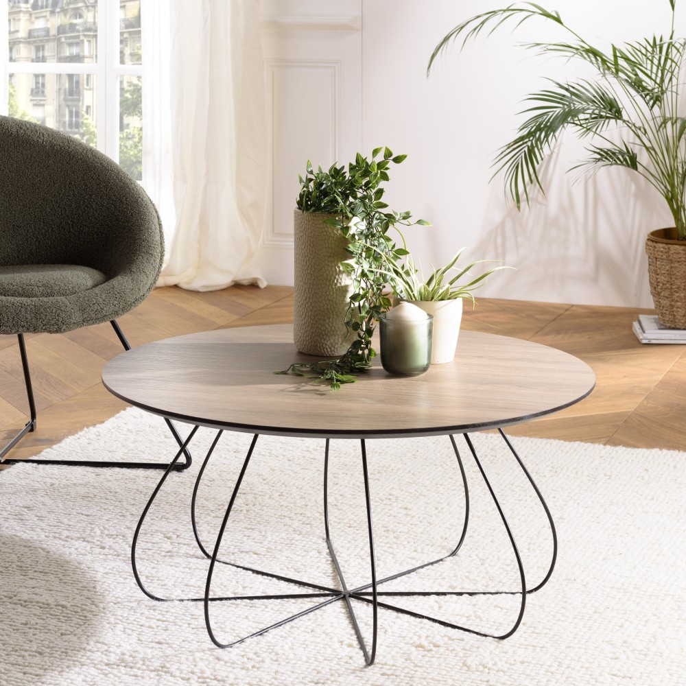 JULIA Beveled Coffee Table 80x80cm Mocha Metal Basket-Shaped Legs JULIA Beveled Coffee Table 80x80cm Mocha Metal Basket-Shaped Legs