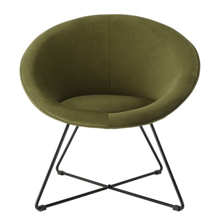 Fauteuil AGATHE - Velours vert olive