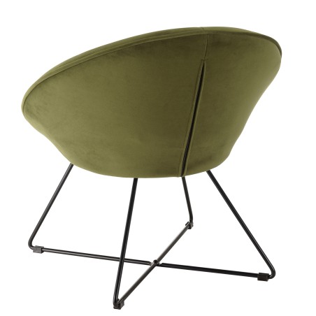 AGATHE Olive Green Velvet Fabric Armchair - Stylish and Comfortable