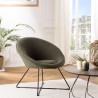 Fauteuil AGATHE - Tissu bouclette vert kaki