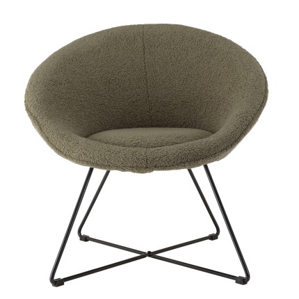 Fauteuil AGATHE - Tissu bouclette vert kaki