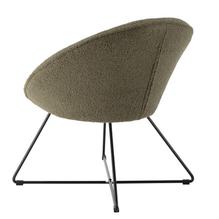 AGATHE Armchair in Khaki Green Bouclé Fabric | Modern Design