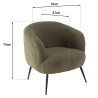 Fauteuil AGATHE - Tissu bouclette vert kaki et métal noir