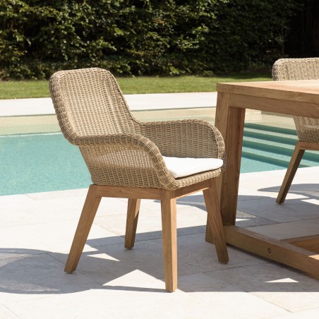 KALLY - Set of 2 Synthetic Rattan Garden Armchairs with Cushions