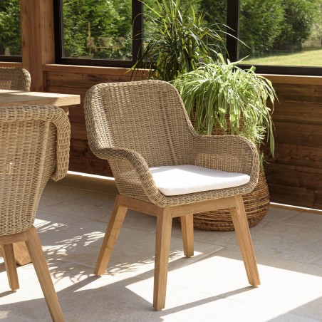 KALLY - Set of 2 Synthetic Rattan Garden Armchairs with Cushions