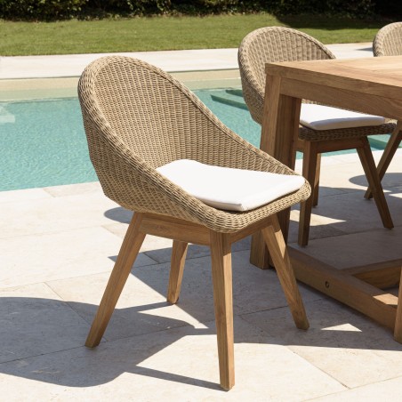 Lot 2 chaises jardin rotin synthétique KALLY