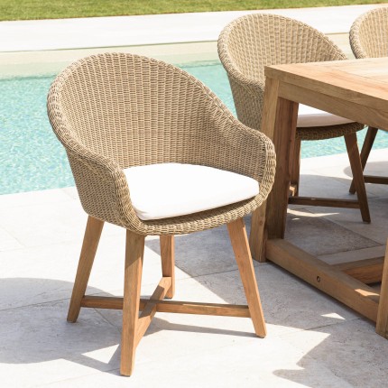Lot 2 fauteuils jardin rotin synthétique et coussin