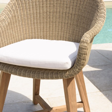KALLY - Set of 2 Synthetic Rattan Garden Armchairs with Cushions