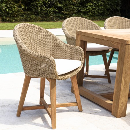 Lot 2 fauteuils jardin rotin synthétique et coussin