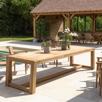 Table à manger jardin en teck recyclé 300x95cm