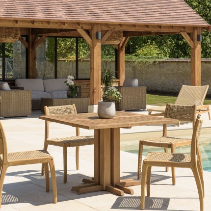 KALLY Square Garden Dining Table 110x110cm Recycled Teak