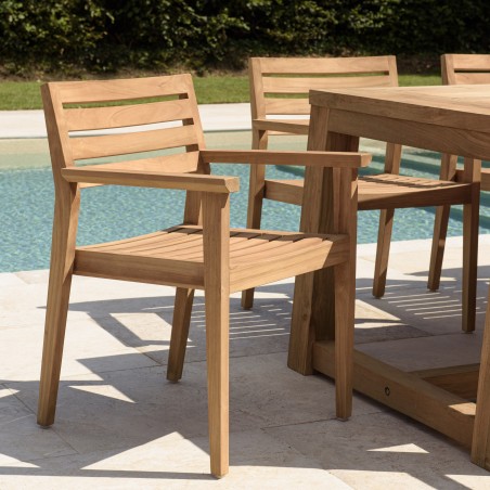 Salon de jardin teck recyclé et teck 8/10 personnes - Lot n°5