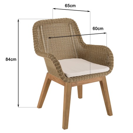 KALLY Set Recycled Teak & Synthetic Rattan Garden Furniture Set