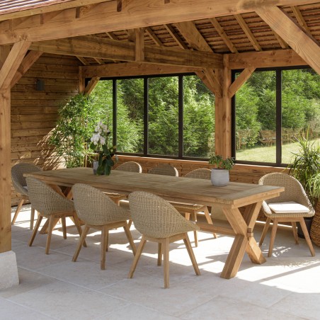 KALLY Set Recycled Teak and Synthetic Rattan Garden Furniture Set
