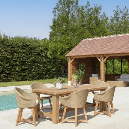 KALLY Set no. 17 Recycled Teak & Rattan Garden Furniture Set for 6 People