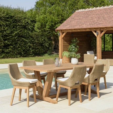 Ensemble table teck et chaises rotin - KALLY Lot n°19