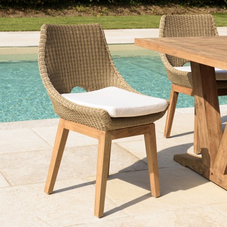 Ensemble table teck et chaises rotin - KALLY Lot n°19