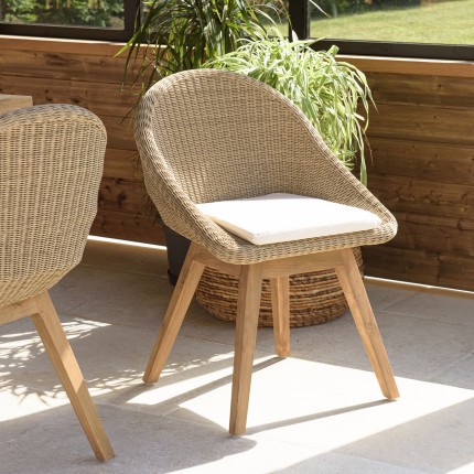 Lot n°20 Salon de jardin KALLY en teck recyclé et rotin synthétique