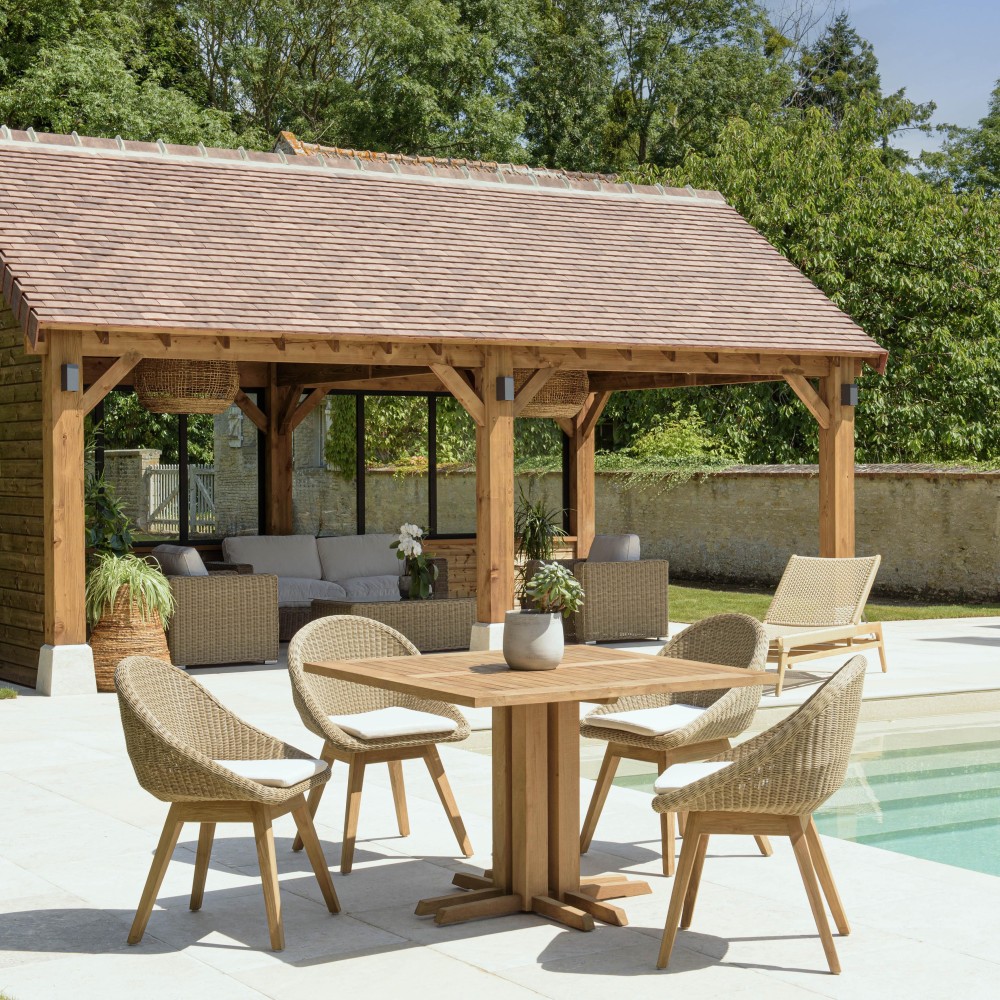 KALLY Set no. 25 Recycled Teak & Rattan Garden Furniture Set for 4 People KALLY Set no. 25 Recycled Teak & Rattan Garden Furniture Set for 4 People