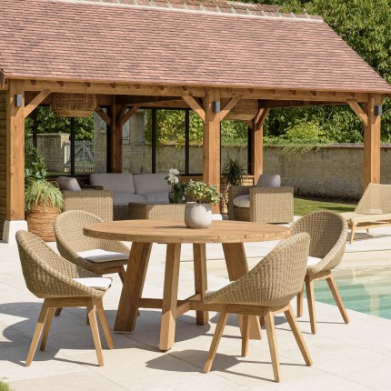 KALLY Set no. 27 Recycled Teak & Rattan Garden Furniture Set for 4 People