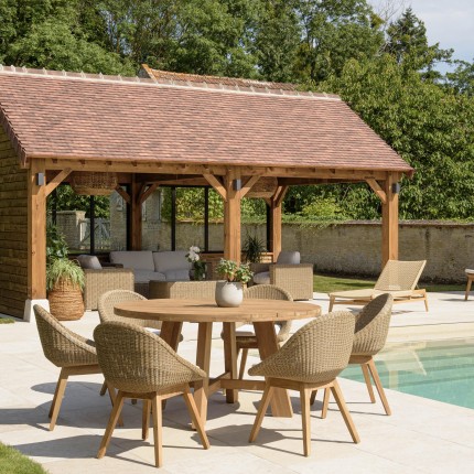 KALLY Set no. 28 Recycled Teak and Synthetic Rattan Garden Furniture Set for 6 People