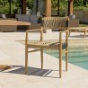Lot de 2 fauteuils jardin VALERIA - Teck et rotin synthétique beige/noir