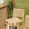 Lot de 2 tabourets bar de jardin teck rotin beige