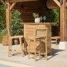 VALERIA Set of 2 Beige Synthetic Rattan Teak Garden Bar Stools