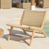 VALERIA Set of 2 Beige Synthetic Rattan Teak Garden Lounge Chairs