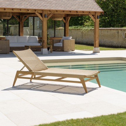 Bain de soleil VALERIA en teck naturel et rotin synthétique