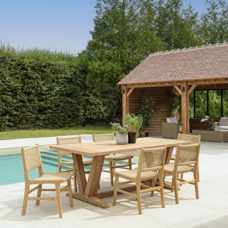 Salon de jardin VALERIA - Lot n°14 en teck recyclé et rotin synthétique