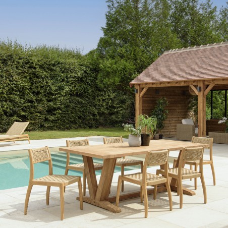VALERIA - Set Recycled teak garden furniture set with synthetic rattan for 6 people.