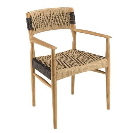 Salon de jardin teck recyclé rotin synthétique 4 pers. - Lot n°20