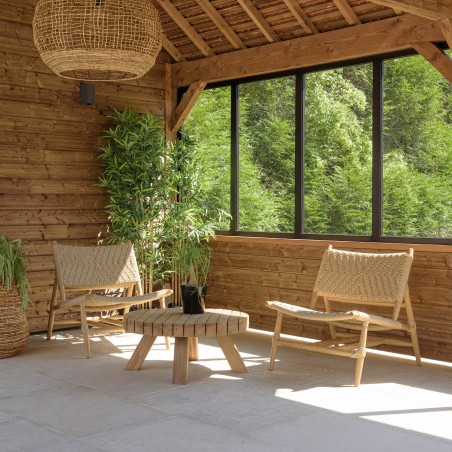 Salon de jardin VALERIA - Lot n°35 en teck recyclé et rotin synthétique