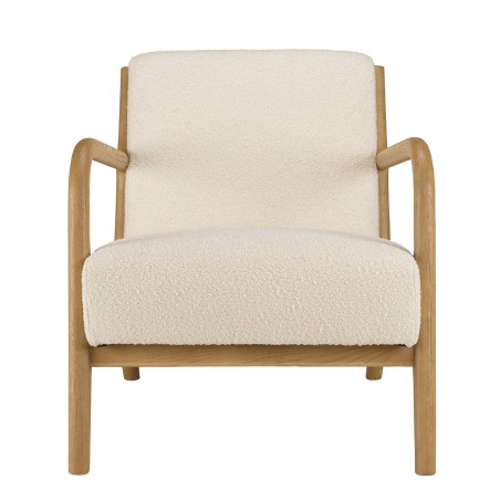 Fauteuil bas tissu bouclette écru PIERRE