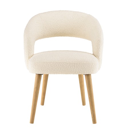 Chaise en tissu bouclette écru PIERRE
