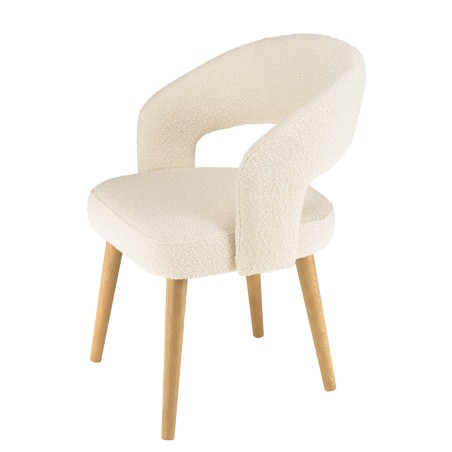 PIERRE Chair - Ecru Bouclé Fabric with Open Backrest