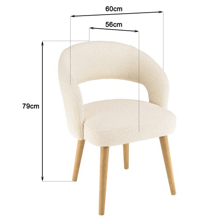 PIERRE Chair - Ecru Bouclé Fabric with Open Backrest