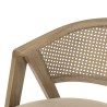 Chaise en bois PIERRE - Assise tissu lin et dossier rotin naturel