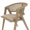 Chaise en bois PIERRE - Assise tissu lin et dossier rotin naturel
