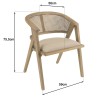 Chaise en bois PIERRE - Assise tissu lin et dossier rotin naturel
