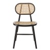 Lot 2 chaises bois noir et rotin naturel
