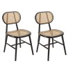 Lot 2 chaises bois noir et rotin naturel