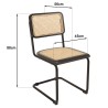 Lot 2 chaises bois noir/rotin naturel métal