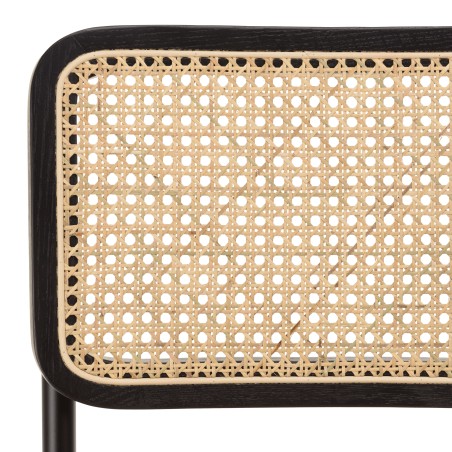 PIERRE Set of 2 Black Wood & Rattan Island Stools