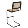 Lot de 2 tabourets d'îlot bois noir/rotin naturel
