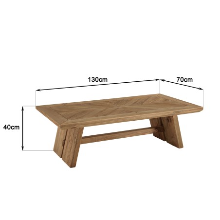 SANDY Rectangular Coffee Table 130x70cm - Recycled Pine Wood