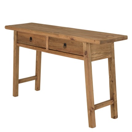Console SANDY - Bois pin recyclé 2 tiroirs